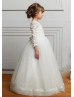 Ivory Lace Tulle Corset Back Stunning Flower Girl Dress Ivory Lace Tulle Corset Back Stunning Flower Girl Dress